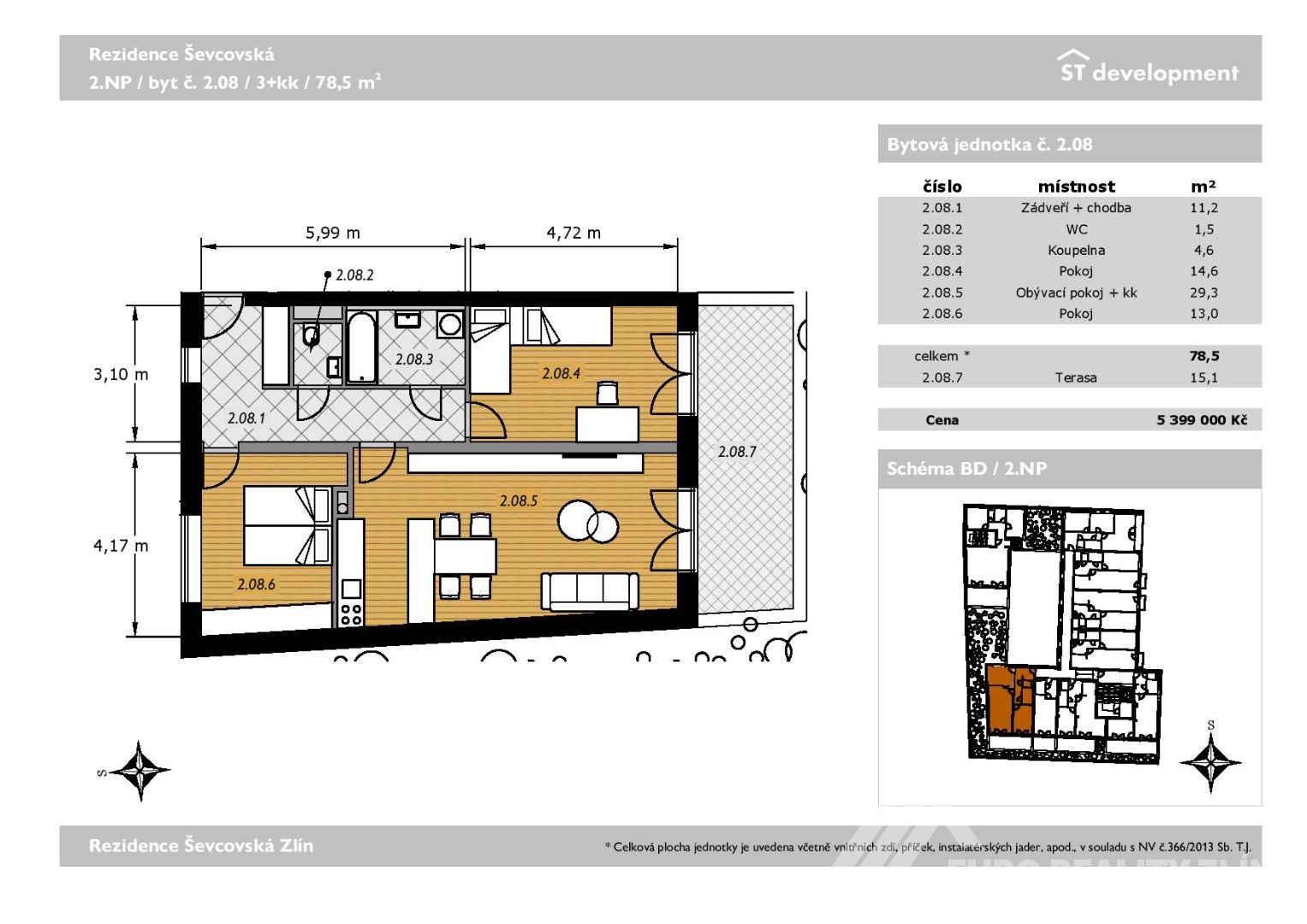 3+KK REZIDENCE ŠEVCOVSKÁ 78m2+ TERASA 15m2