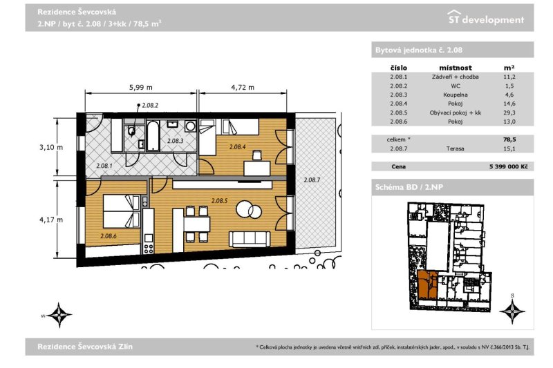 3+KK REZIDENCE ŠEVCOVSKÁ 78m2+ TERASA 15m2