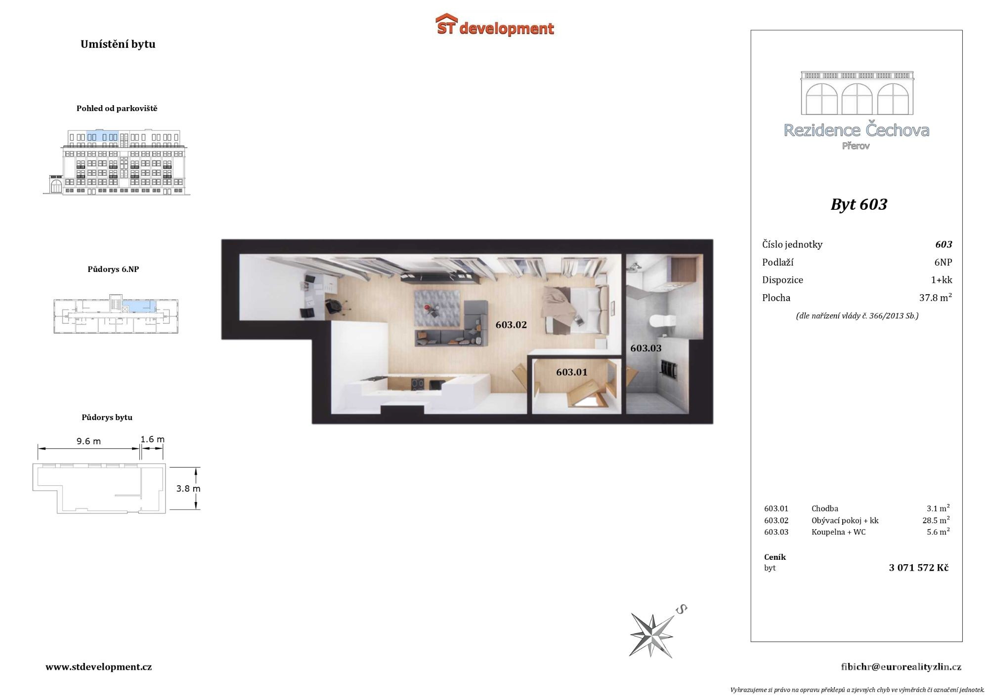 1+KK REZIDENCE ČECHOVA PŘEROV 37,8m2