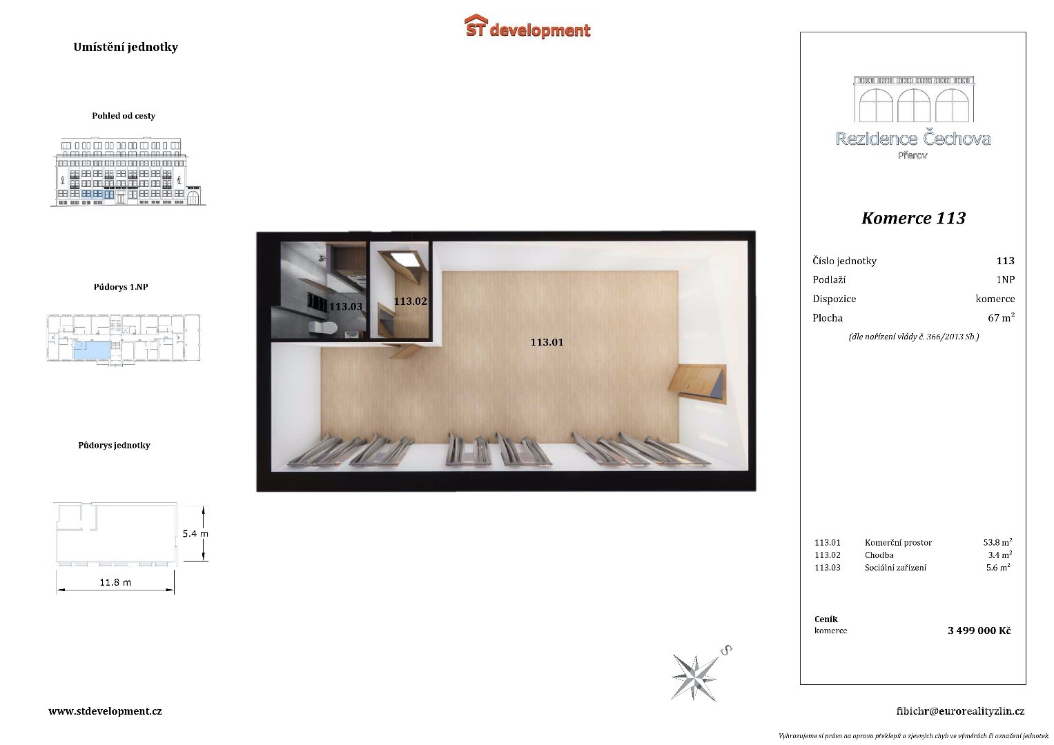 KOMERČNÍ PROSTOR 67m2 REZIDENCE ČECHOVA PŘEROV