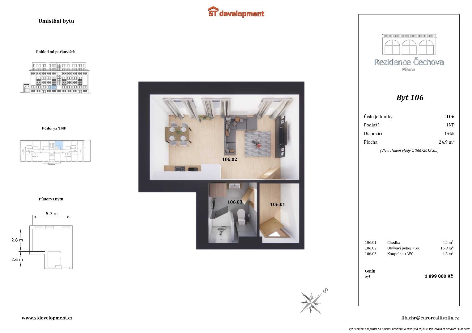 1+KK REZIDENCE ČECHOVA PŘEROV 25m2