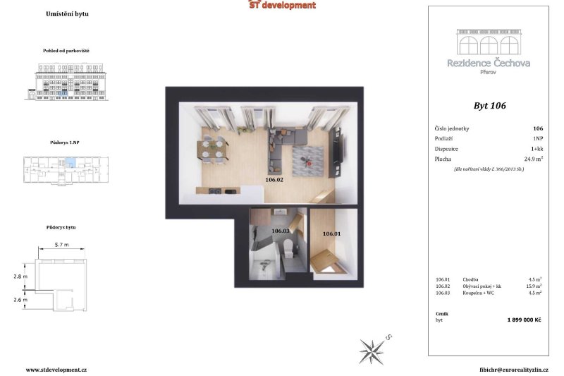 1+KK REZIDENCE ČECHOVA PŘEROV 25m2