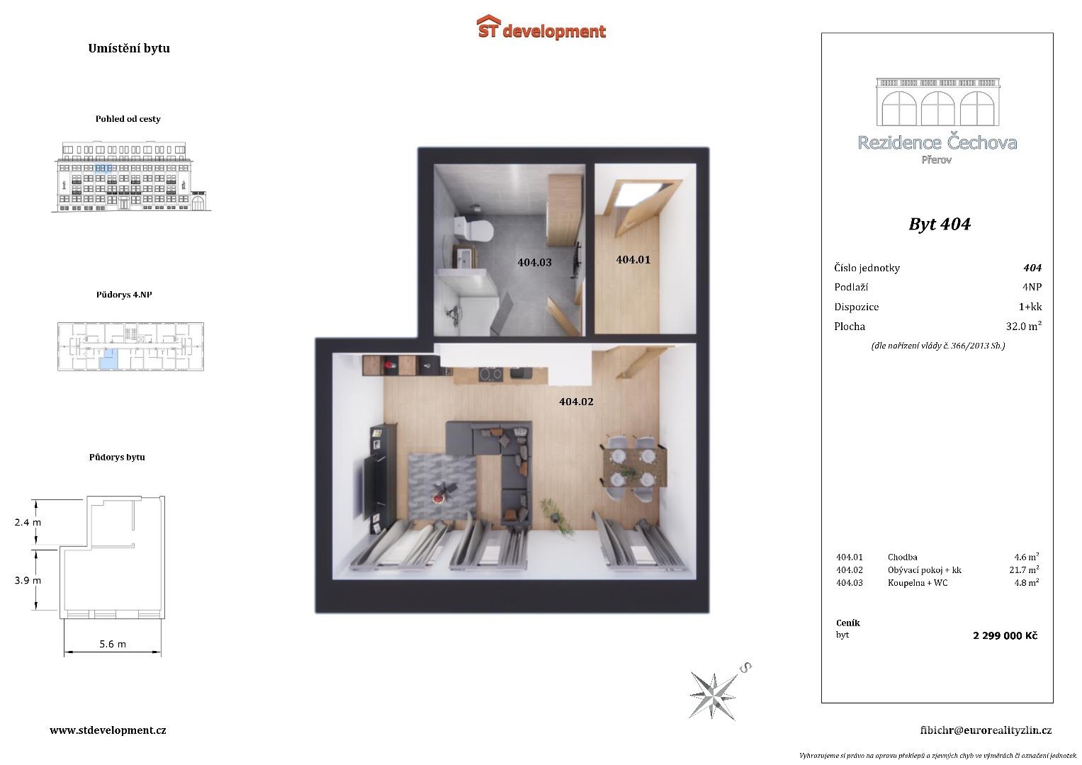 1+KK REZIDENCE ČECHOVA PŘEROV 32m2
