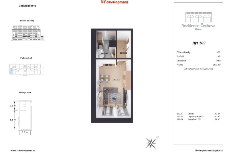 PRONÁJEM BYTU 1+KK REZIDENCE ČECHOVA PŘEROV