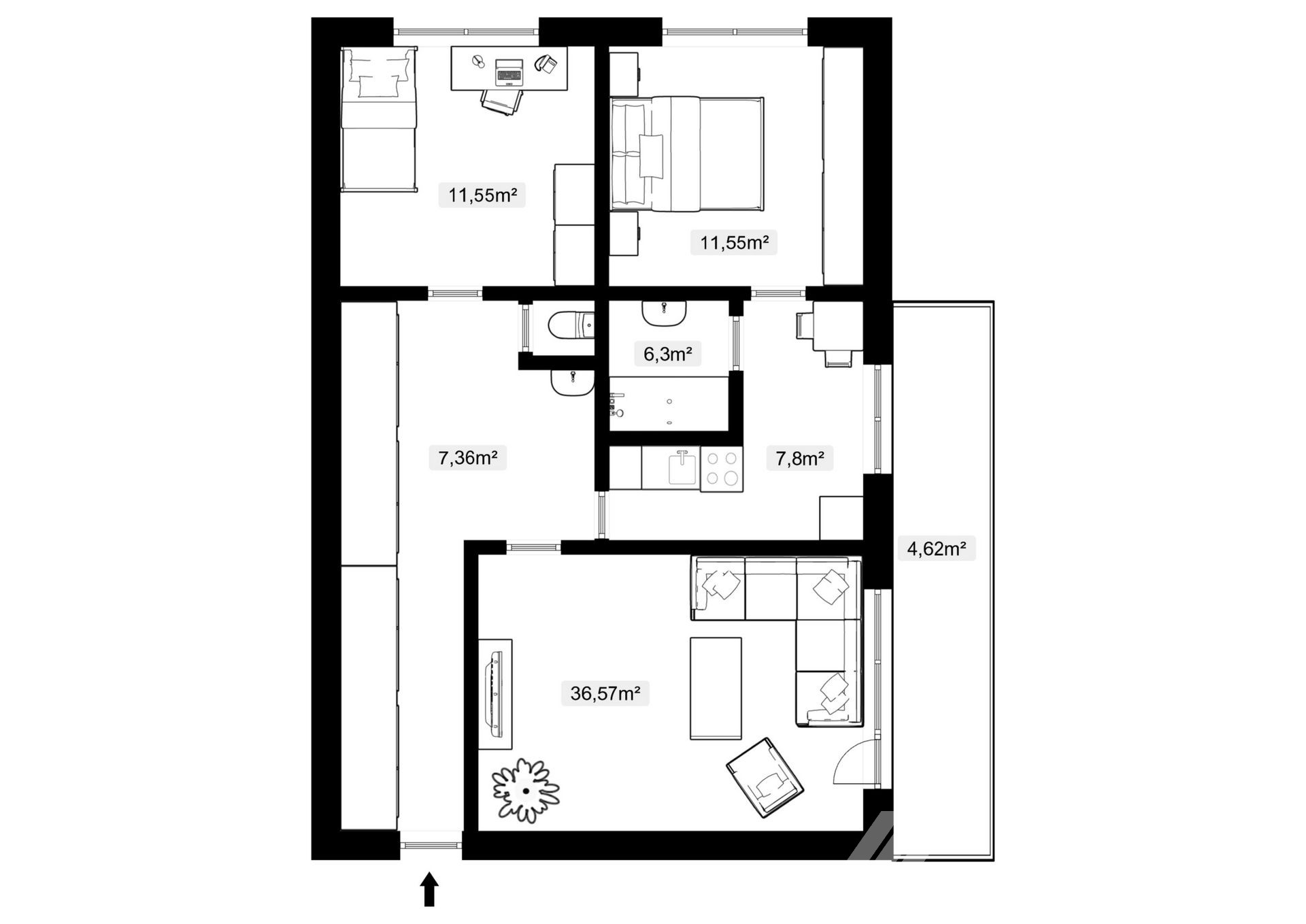 3+1 CENTRUM MĚSTA, CIHLOVÝ BYT 72m2, K REKONSTRUKCI