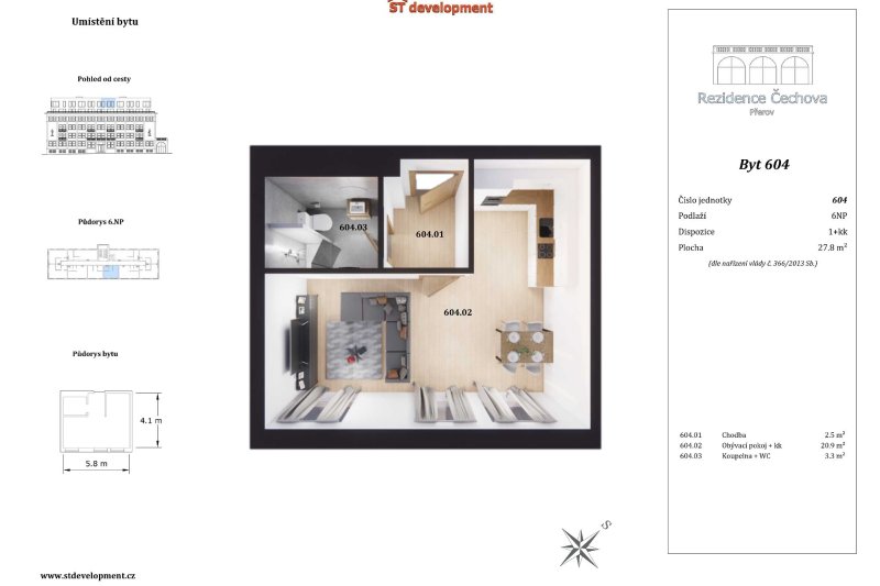 1+kk novostavba Rezidence Čechova Přerov