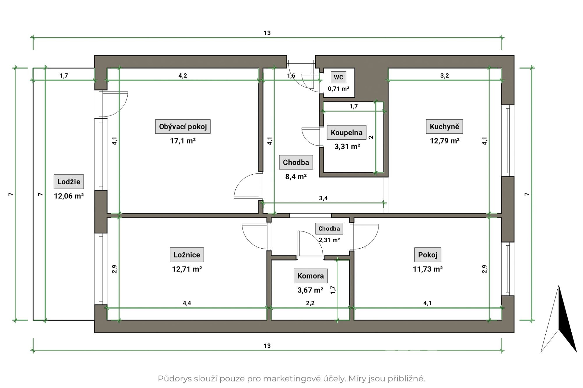 3+1 ULICE DĚTSKÁ ZLÍN 77 m2 + LODGIE, PO KOMPL. REKO