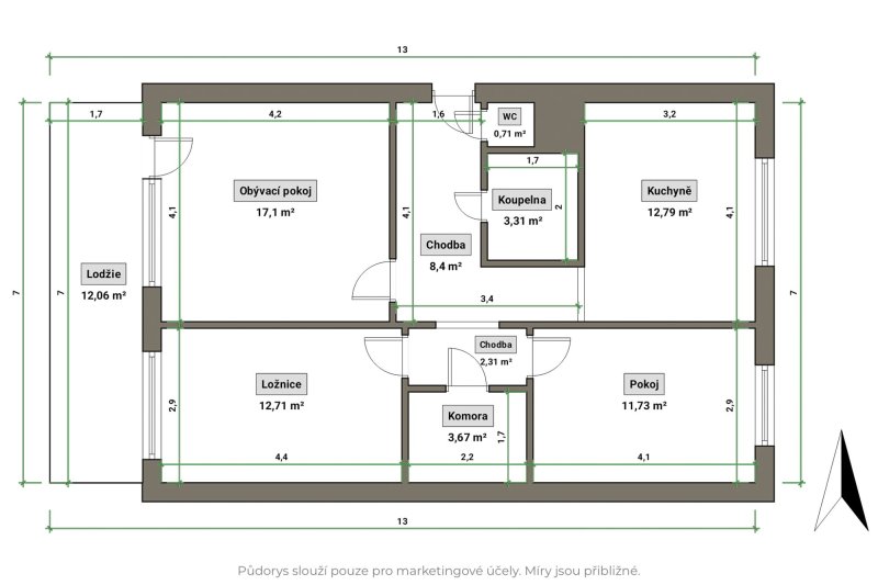 3+1 ULICE DĚTSKÁ ZLÍN 77 m2 + LODGIE, PO KOMPL. REKO