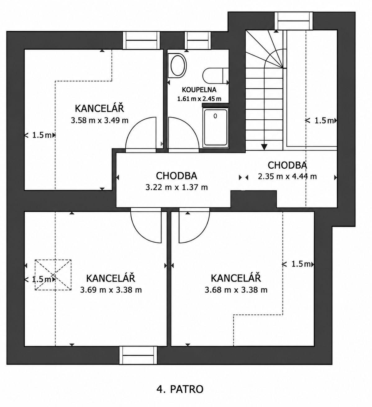 Kancelářské prostory 48m2 - 3x kancelář s parkingem