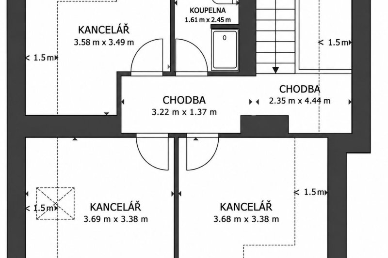 Kancelářské prostory 48m2 - 3x kancelář s parkingem
