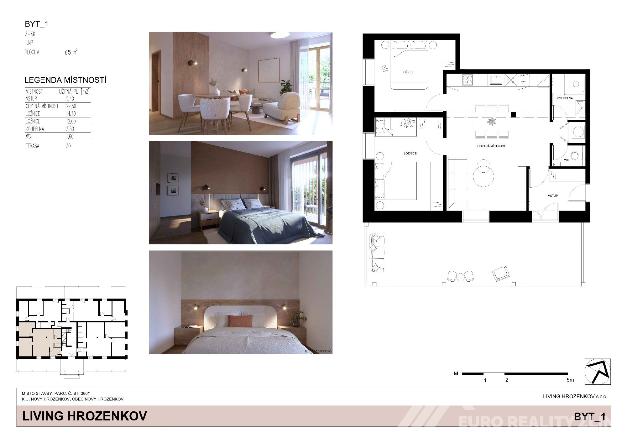 Living Hrozenkov – byt 3+kk s velkorysou terasou 30 m²