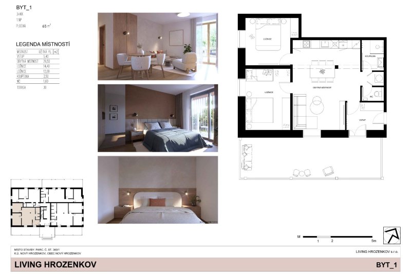 Living Hrozenkov – byt 3+kk s velkorysou terasou 30 m²