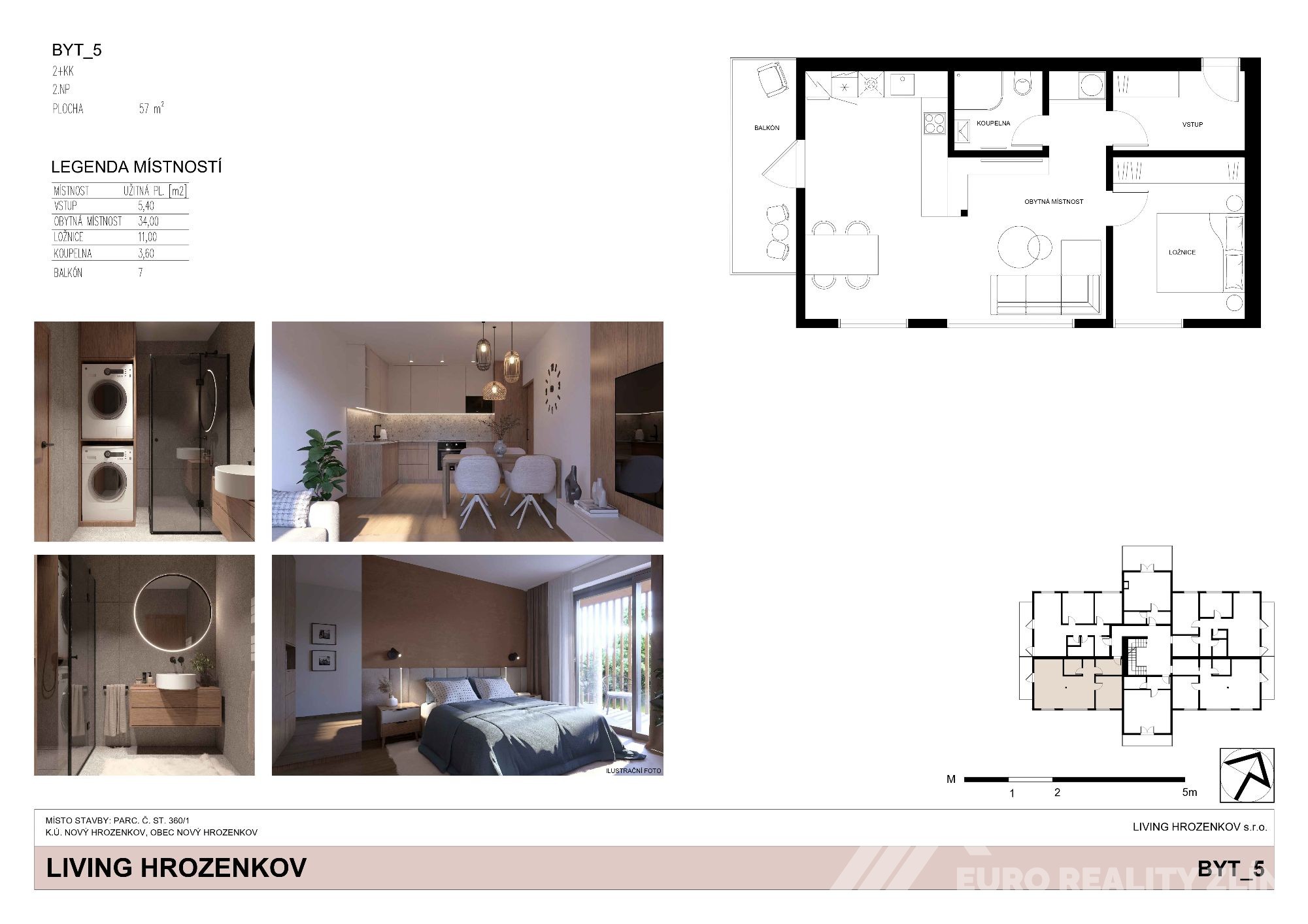 Living Hrozenkov – byt 2+kk s balkonem 7 m²