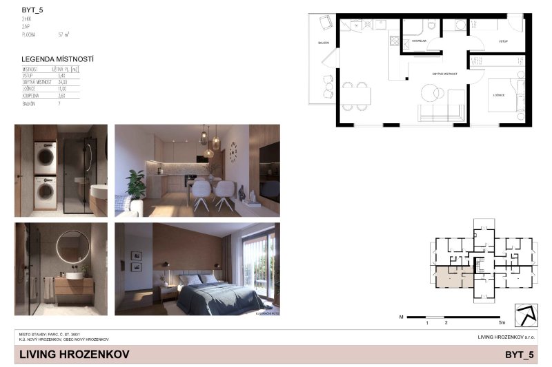 Living Hrozenkov – byt 2+kk s balkonem 7 m²