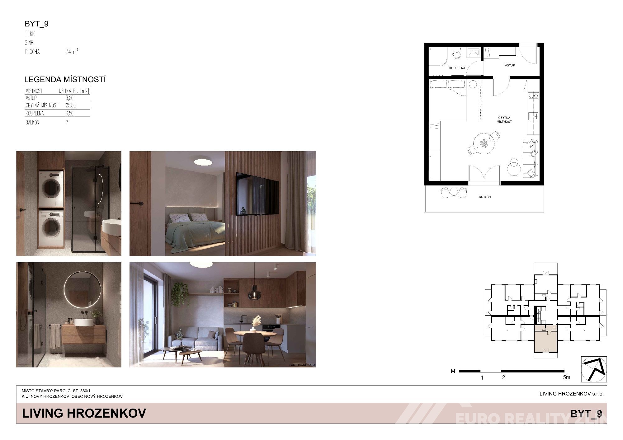 Living Hrozenkov – byt 1+kk s balkonem 7 m²