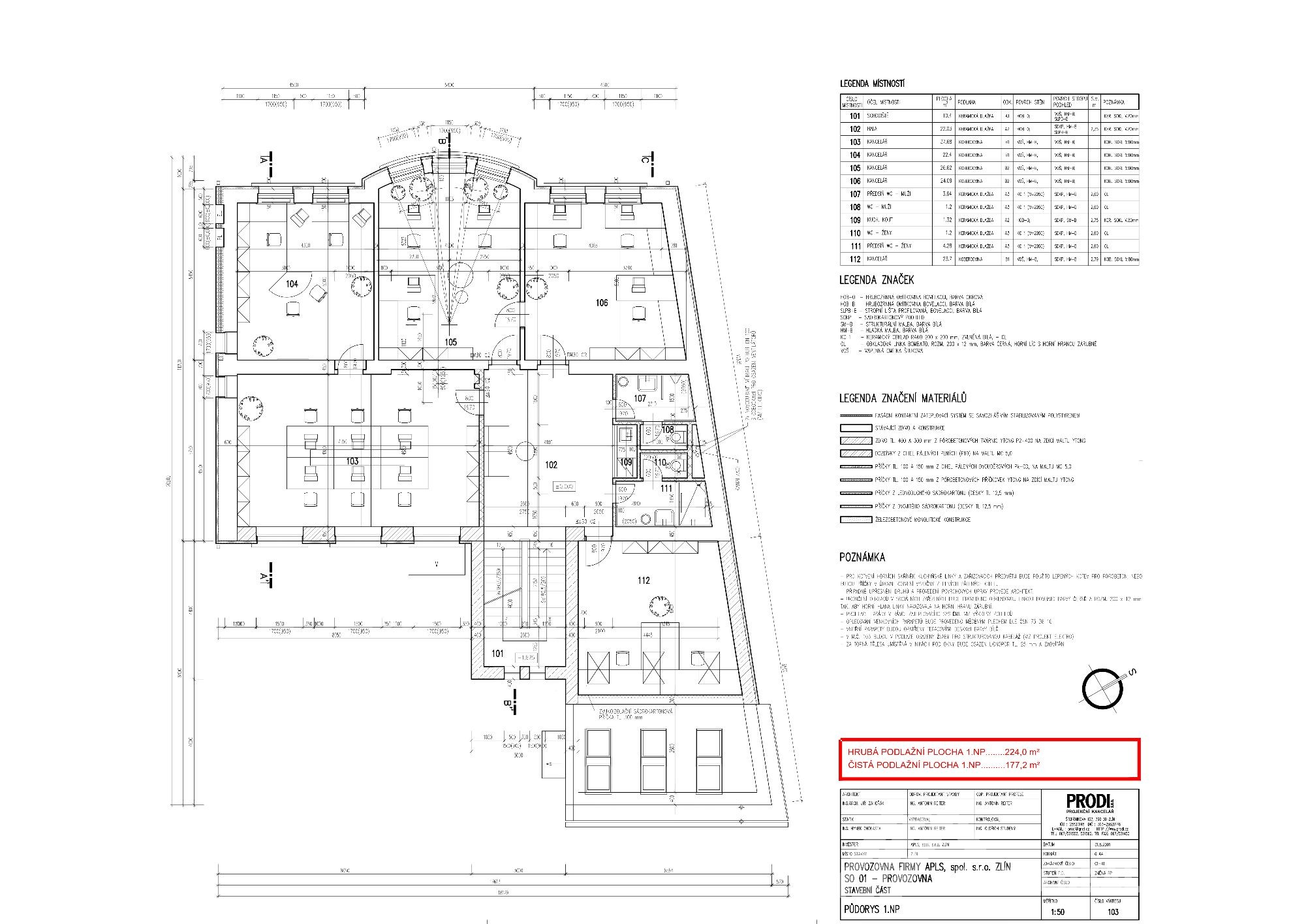 Pronájem reprezentativního komerčního objektu, 477 m2, parkování, Zlín